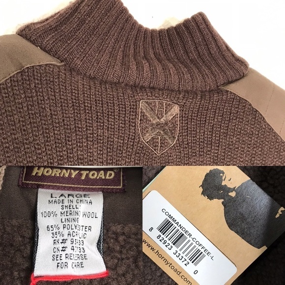 Horny Toad Commander Ribbed 100% Merino Wool Military Jacket Size Large … - Picture 2 of 16